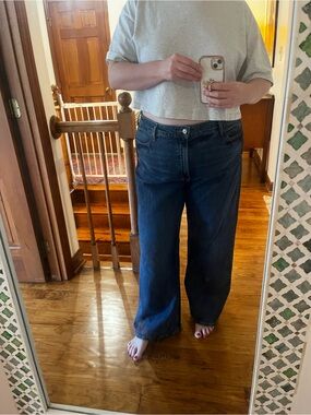 Old Navy Extra High Rise Wide-Leg Jeans in Dark Blue Wash
